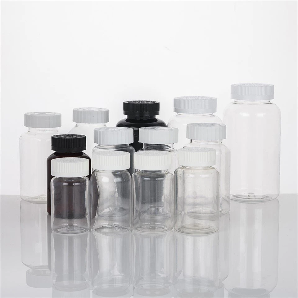 PET Tablet Capsule Transparent Plastic Bottle
